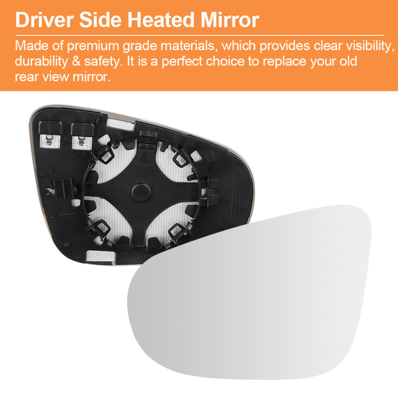 Side Heated Mirror Glass Replacement for 2010 2011 2012 2013 2014 Volkswagen VW MK6 VW Golf GTI 5KD-857-521 5KD-857-522