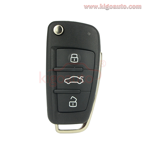 PN 4F0 837 202 M flip remote key 3 button 434Mhz 315Mhz ID8E chip for Audi A6 Q7 2007 2008 2009 2010 4F0837202M