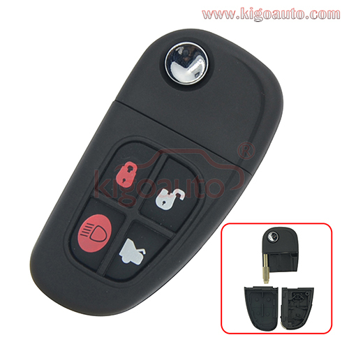 FCC NHVWB1U241 Flip remote key shell 4 button FO21 blade for Jaguar X S XJ XK TYPE 2002 2003 2004 2005 2006 2007 2008