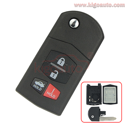 FCC SKE12501 Flip key shell 4 button for Mazda 3 6 MX-5 Miata 2006-2015 remote key case