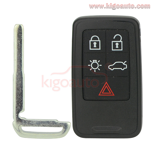 FCC KR55WK49264 Smart key case shell cover 5 button for Volvo 2007 2008 2009 2010 2011 XC70 V70 XC60 S80 S60