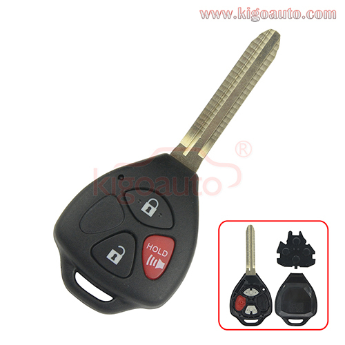 FCC HYQ12BBY Remote key shell 3 button TOY43 for Toyota Yaris Venza RAV4 Matrix Corolla Avalon Camry 2006-2010