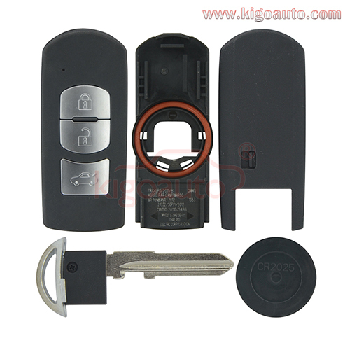 Smart key case 3 button for Mazda  2 3 5 6 CX-5 2015 2016 2017 FCC ID SKE13E-01 remote key fob shell