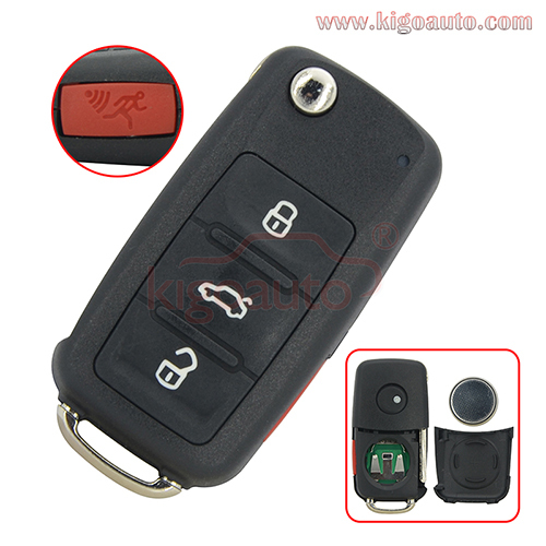 PN 5K0837202AE remote key 315Mhz ID48 chip 3 button with panic HU66 blade for VW Beetle CC Eos Golf GTI Jetta Passat Tiguan 2012-2016 FCC NBG010180T