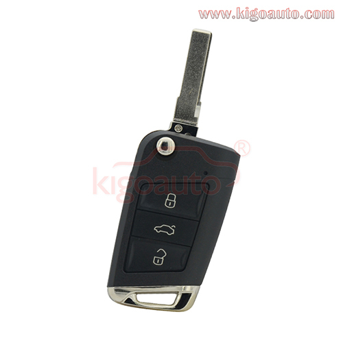 Flip key shell 3 button HU66 blade for VW Golf 7 2013 2014