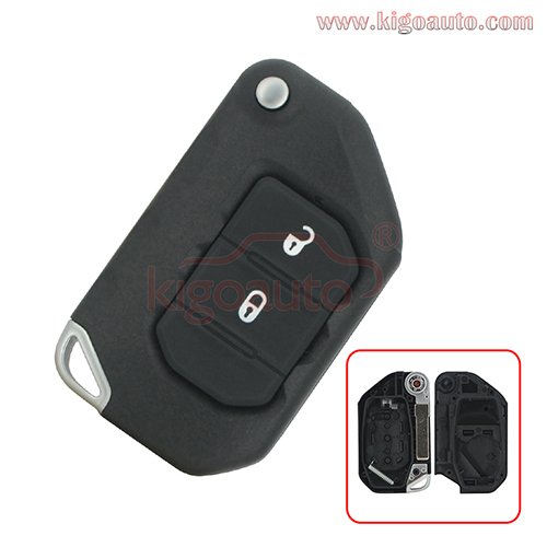 Flip remote key shell 2 button  for 2018 - 2019 Jeep Wrangler
