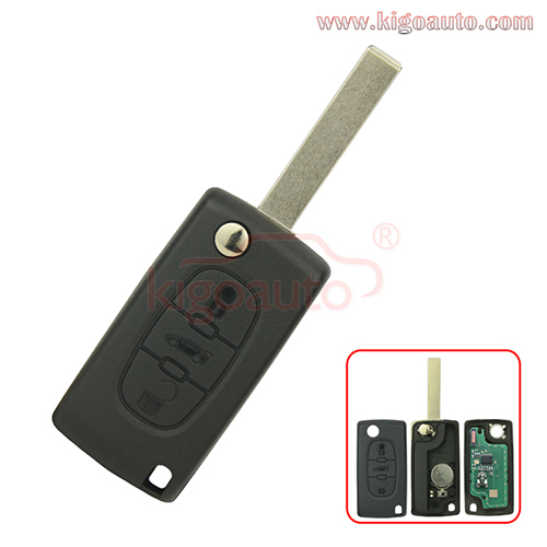 CE0536 Flip remote key 3 button middle trunk HU83 blade 434Mhz ASK FSK PCF7961 for Peugeot 107 207 307 308 407 607 Citroen C2 C3 C4 C5 C6 C8