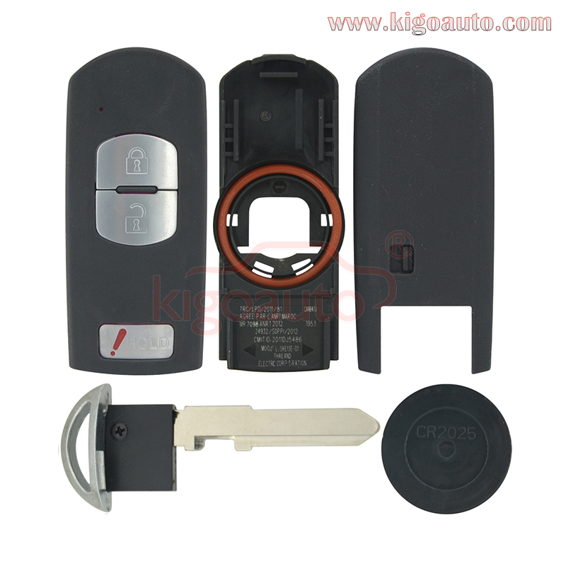 FCC ID WAZSKE13D01  WAZSKE13D02 smart key case 3 button for Mazda CX-3 CX-5 2017 2018 2019 PN KDY3-67-5DY