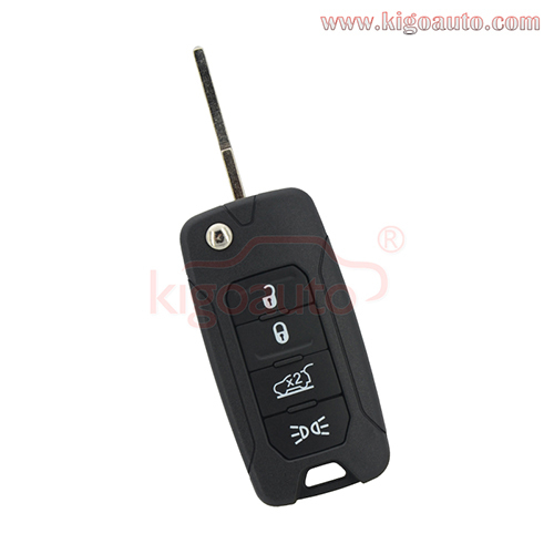 FCC 2ADFTF15AM433TX Flip key 4 button 433Mhz MEGAMOS 48 AES chip SIP22 blade for Jeep Renegade 2015-2018