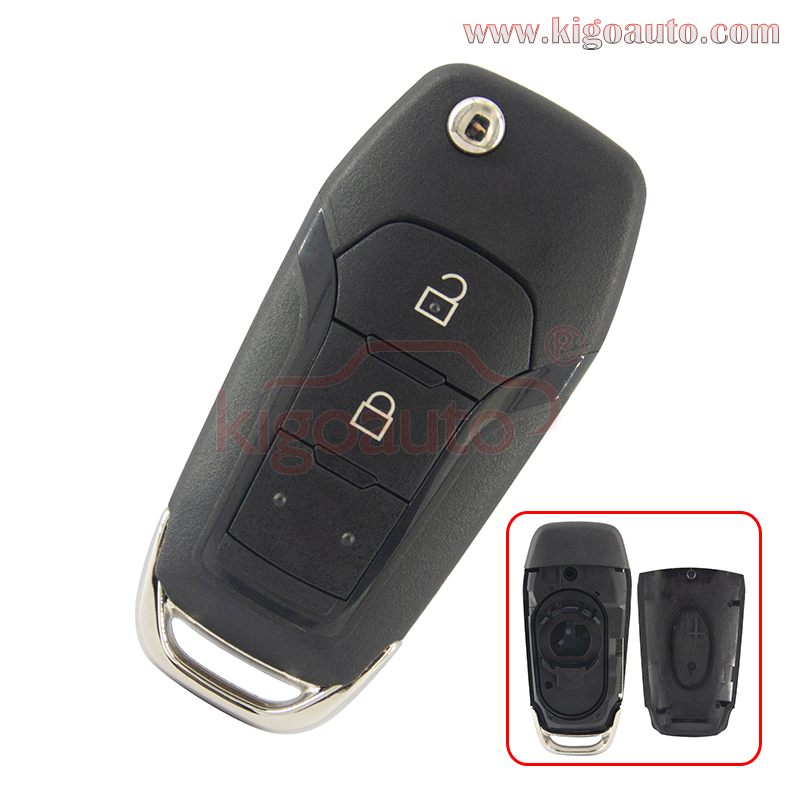 Flip key shell 2 button with Uncut HU101 blade for Ford Ranger Ecosport 2016 2017 2018 remote key case