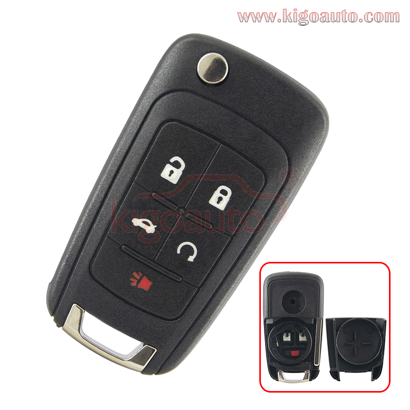 Flip key shell 4 button+panic for Chevrolet Camaro Cruze Equinox Malibu 2010-2016