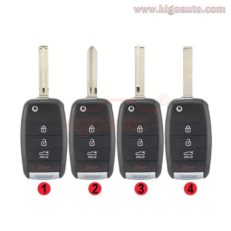 FCC NYODD4TX1306 Flip key shell 4 button for 2014 2015 Kia Optima P/N 95430-2T560
