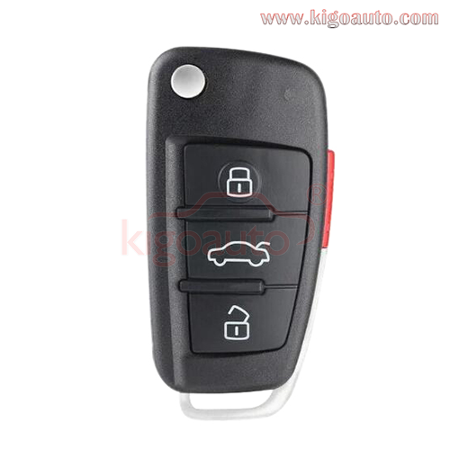 NBG009272T Flip key shell 3 button with panic for Audi A3 A4 A5 A6 A8 TT 2006-2010 P/N 8P0 837 220 E