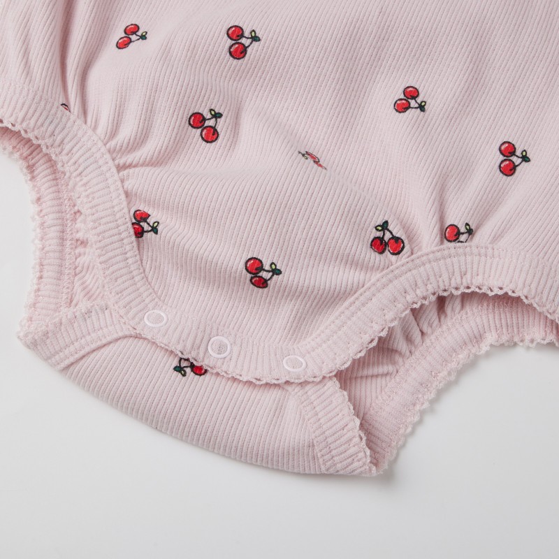 baby girl puff sleeves cherry print bodysuit