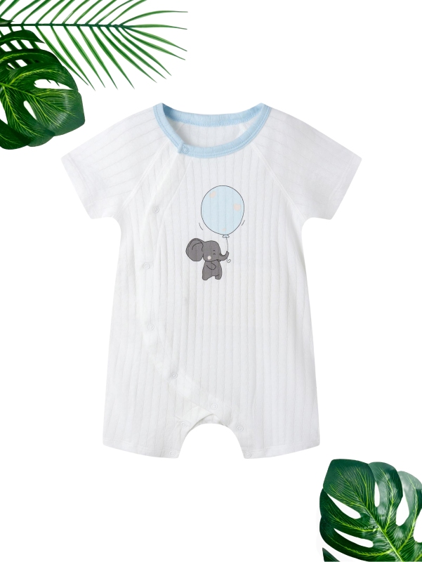 BABY SIDE SNAP ELEPHANT PRINT ROMPER