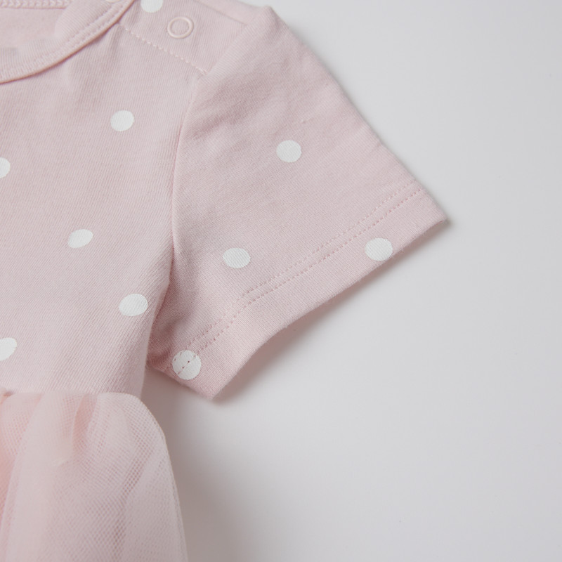 baby girl dot print short sleeve jersey tulle dress