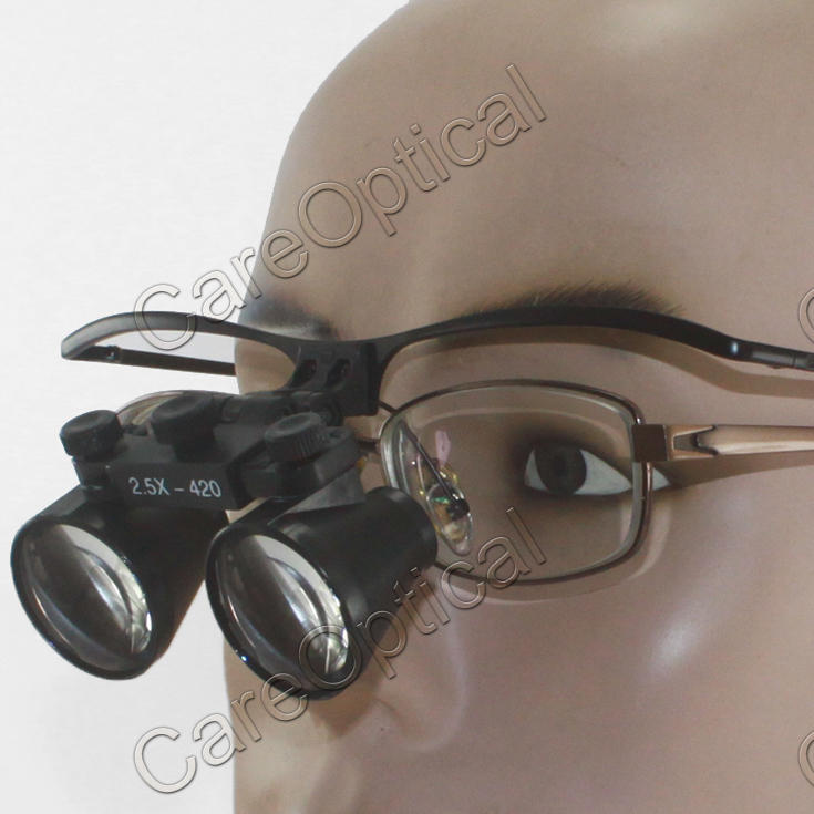 Flip Up waterproof dental surgical loupes 2.5X 3.0X 3.5X With no lens staiinless stell frames with LED Light H60