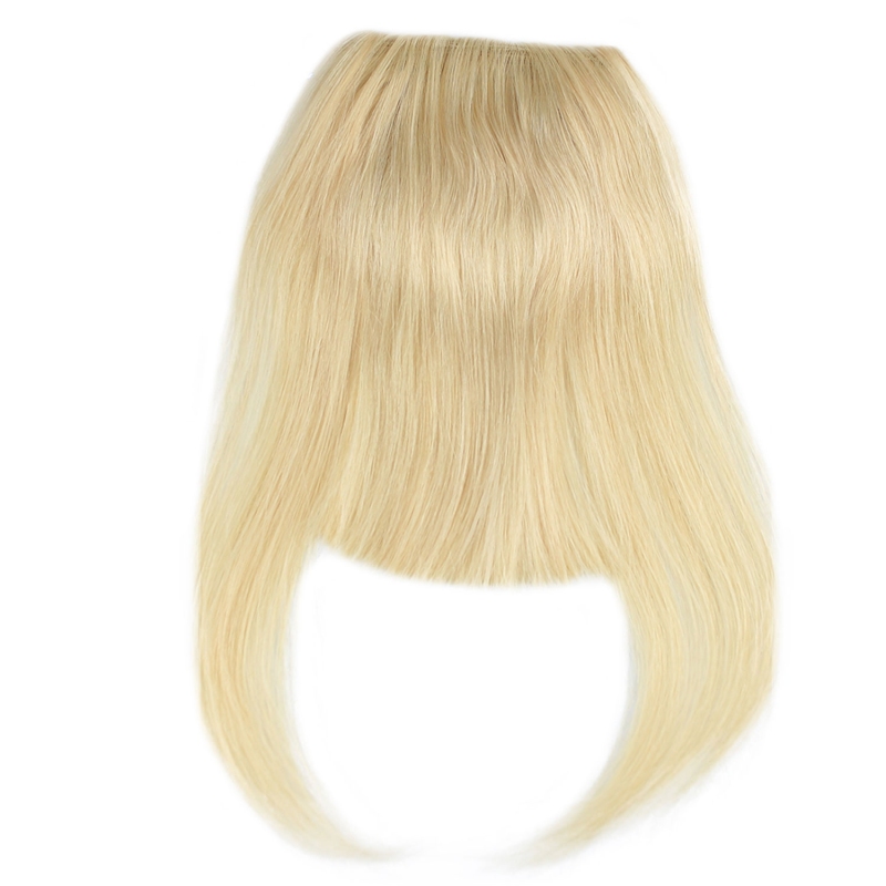 #613 Blonde Color Brazilian Human Hair Clip-in Hair Bang Full Fringe Short Straight Hair Extension for women 6-8inch