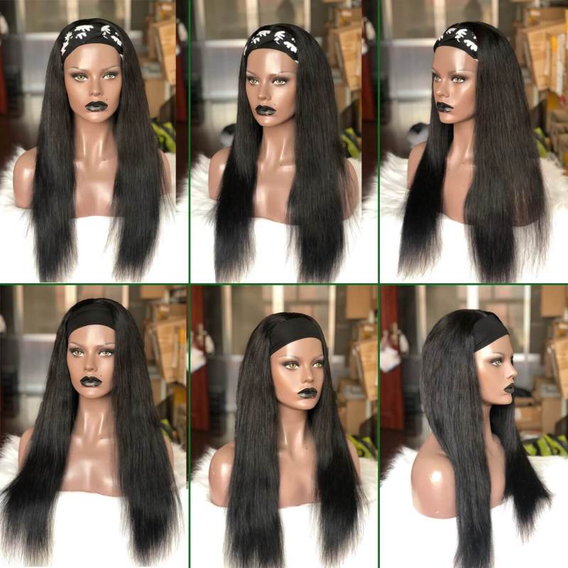Straight Headband Wigs for Black Women Human Hair Wigs Glueless None Lace Front Wigs Brizilian Virgin Hair Machine Made 150 Den
