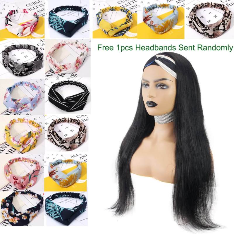 Straight Headband Wigs for Black Women Human Hair Wigs Glueless None Lace Front Wigs Brizilian Virgin Hair Machine Made 150 Den