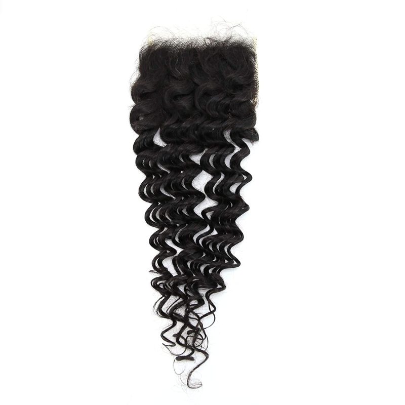 5X5 Transparent Invisible Hd Lace Thinner Lace Closure Malaysian Deep Wave Human Hair With Baby Hair Bleached Knots 10A Lace Top Closure