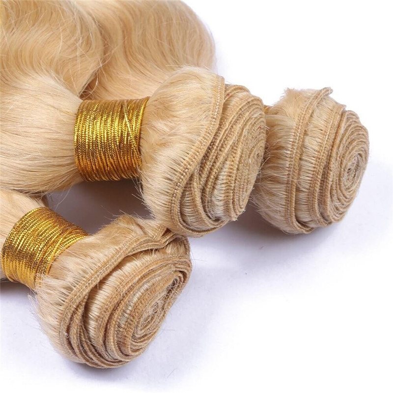 22.5x4x2'' Pre Plucked 360 Lace Frontal Closure With Bundles 4Pcs Lot #613 Blonde Russian Body Wave Wavy Virgin Human Hair Weaves With 360 Full Lace