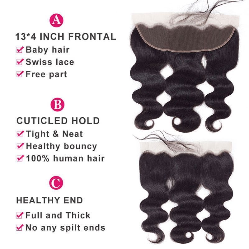 Brazilian Body Wave Human Hair 13x4 Lace Frontal Closure with Baby Hair