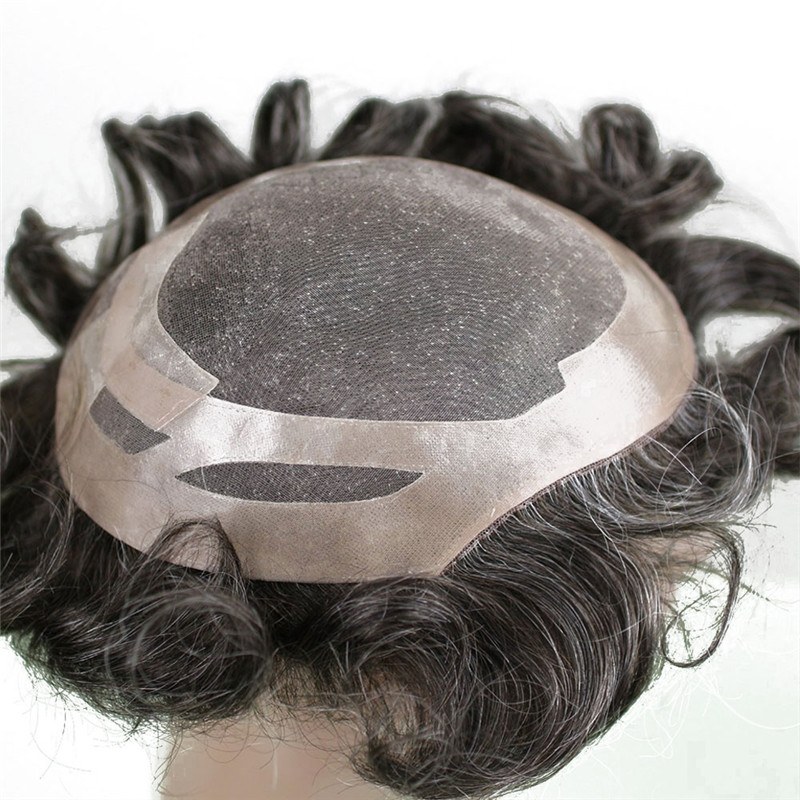 Men Toupee 10x8inch Mono base with PU around Full Head Men's Wig 13cm Real Human Hair