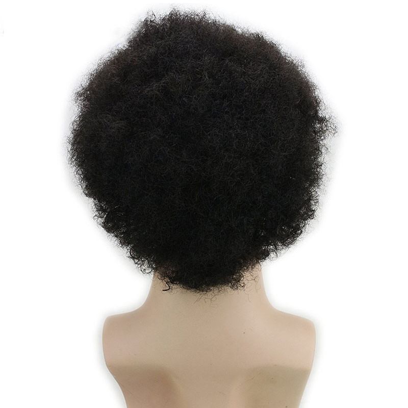 Men`s Short  Afro Kinky Curly  Wigs Human Hair Brazilian Human Hair None Lace Full Wig For Men