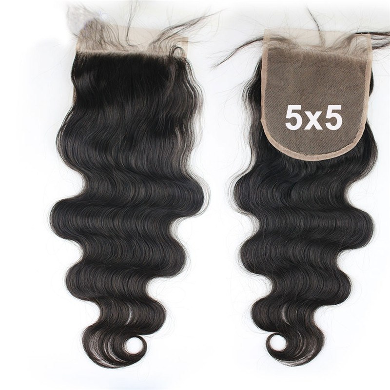 5x5 Lace Closure Malaysian Body Wave Closure Human Hair Lace Closure With With Baby Hair Bleached Knots 7A Lace Top Closure