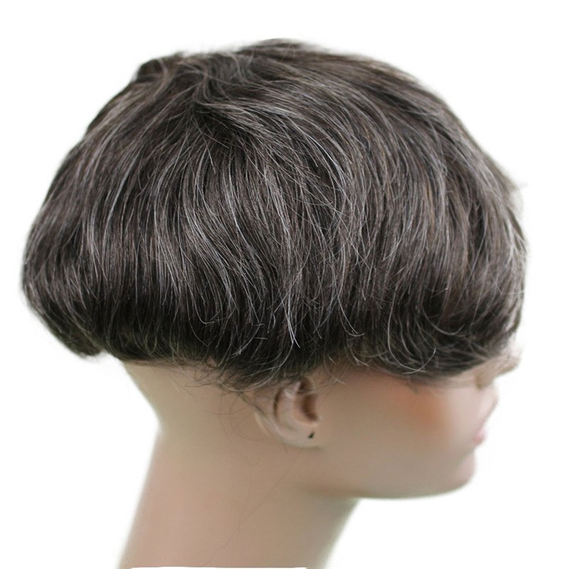 Men Toupee 10x8inch Mono base with PU around Full Head Men's Wig 13cm Real Human Hair