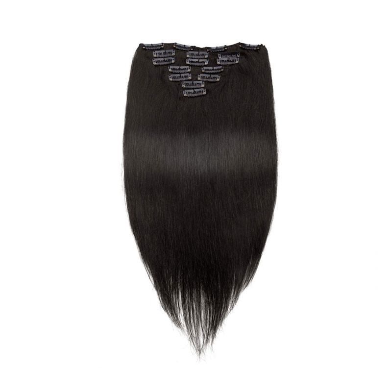 70g 7pcs Clip In Hair Extensions Straight Brazilian Hair Jet Black
