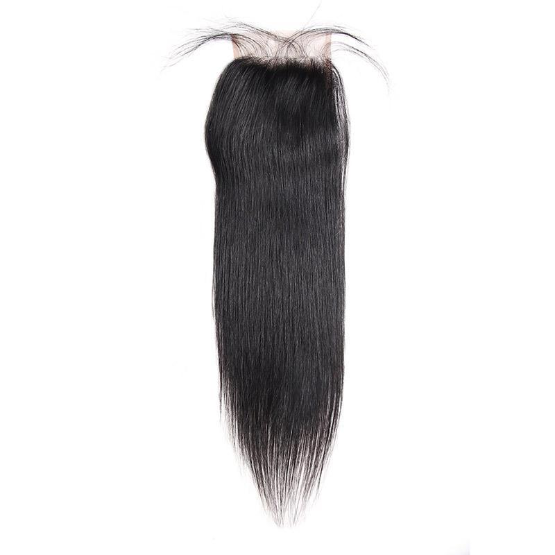 Indian Straight 4 Bundles With 4*4 Lace Closure Virgin Human Hair