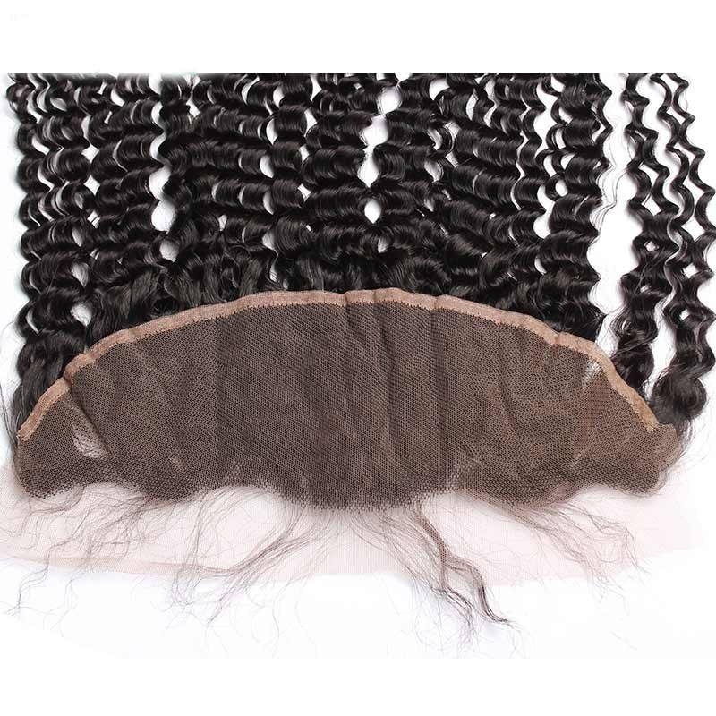 Kinky Curly Indian Remy Hair Lace Frontal Closure 13x4 inchs Natural color