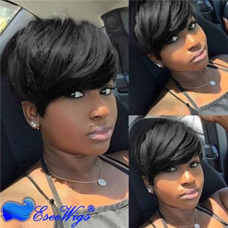 Eseewigs Best Indian short human hair wigs for black women  virgin human hair bob wigs with bangs baby hair