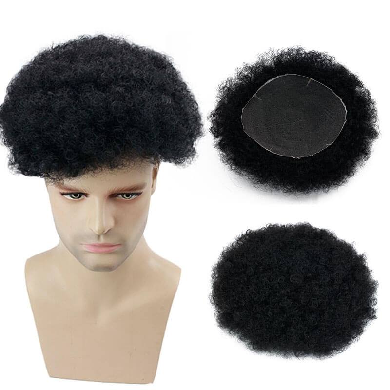 Whole Swiss Lace Base Mens Hairpiece Afro Kinky Curly 10X8 Inch Off Black Toupee