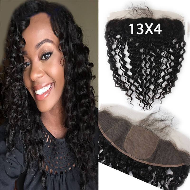 13x4 Ear To Ear Silk Base Frontal Closure Full Lace Deep wave 130% Density 7A Brazilian Virgin Human Hair Lace Frontal Closure