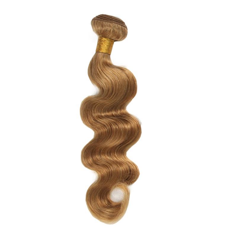 Color #27 Honey Brown Body Wave Brazilian Remy Hair Weave 3pcs Buddles
