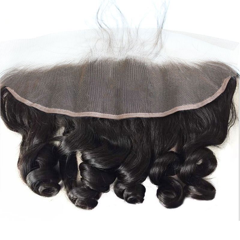 13X4 Loose Wave Ear To Ear Peruvian Lace Frontal Closure with baby hair Top Grade 7A Natural color density 130%
