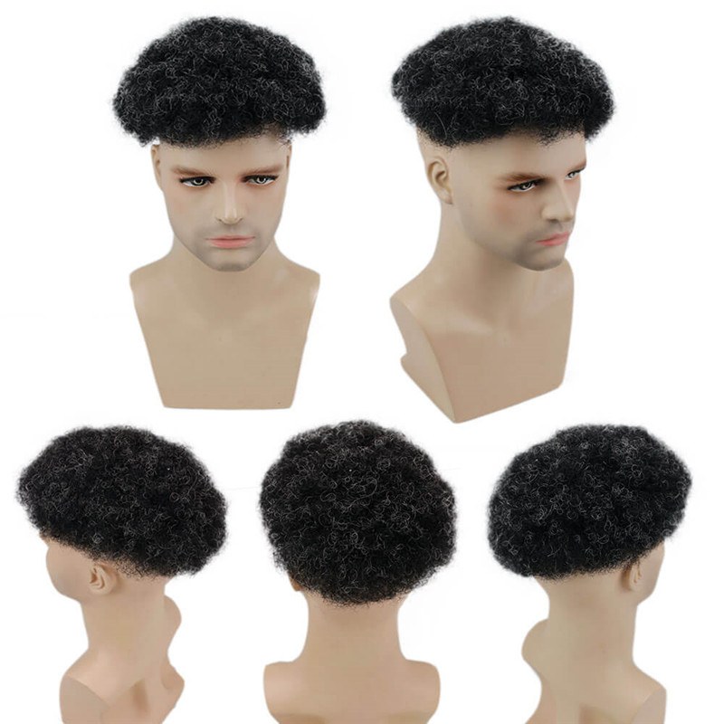 Afro Kinky Curly Hairpieces Replacement System For Men mix 10% Grey Hair 10x8 Whole Swiss Lace Toupee for Men