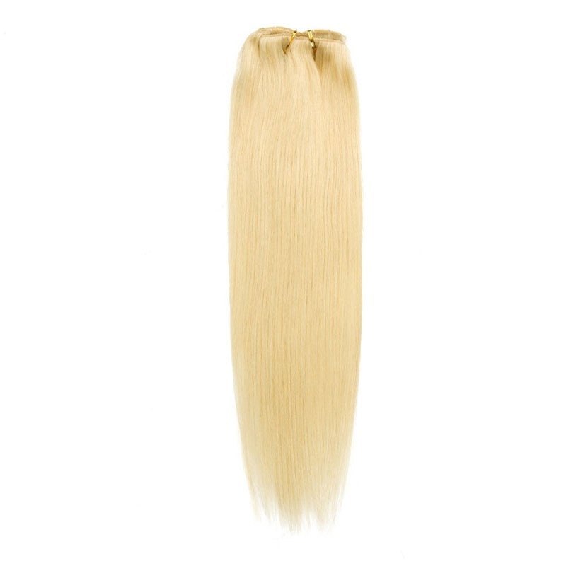 Virgin Hair Light Blonde Color 7 pcs Clip in Extension Peruvian 70g Silky Straight