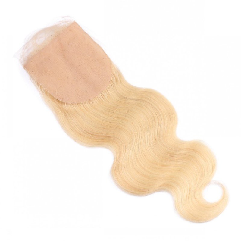 613 Silk Base Closure Hidden Knots 4x4 Blonde Silk Closure with Baby Hair Body Wave Hair Pieces Free Part