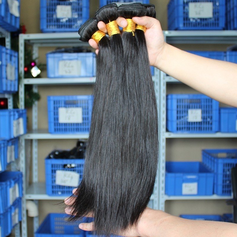 Natural Color Silk Straight Peruvian Remy Human Hair Weave 3 Bundles