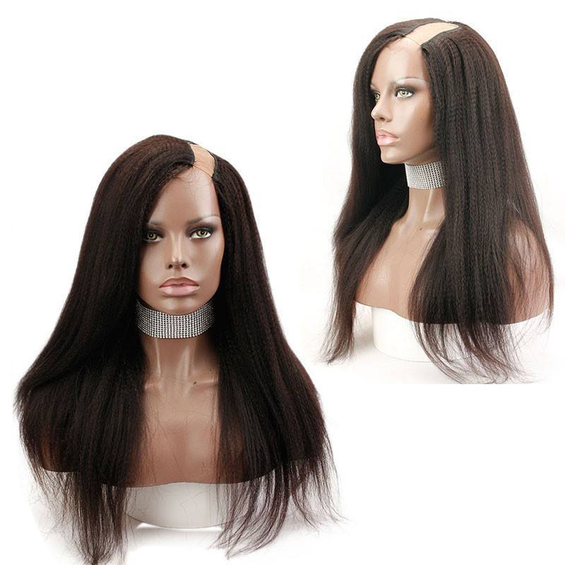 Italian Yaki U Part Wig Human Hair Wigs Brazilian Remy Hair Full and Thick for Black Women Pre Plucked 1"x4" Opening