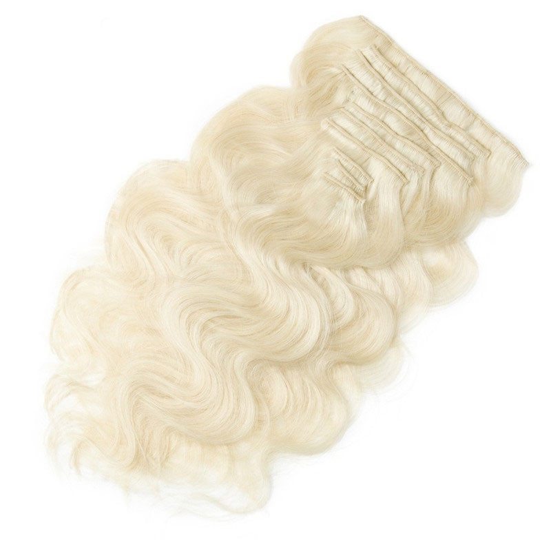 Light Blonde 160g 10 pcs Body Wave Hair Clip in Peruvian Virgin Human Hair Extension 60# 613# Color