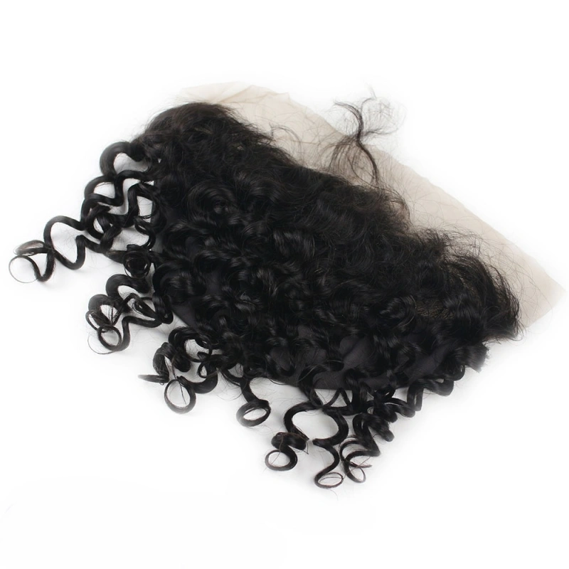 13x4 Loose Curly Lace Frontal With Stretch Cap For Making Wigs Black Color Virgin Brazilian Hair