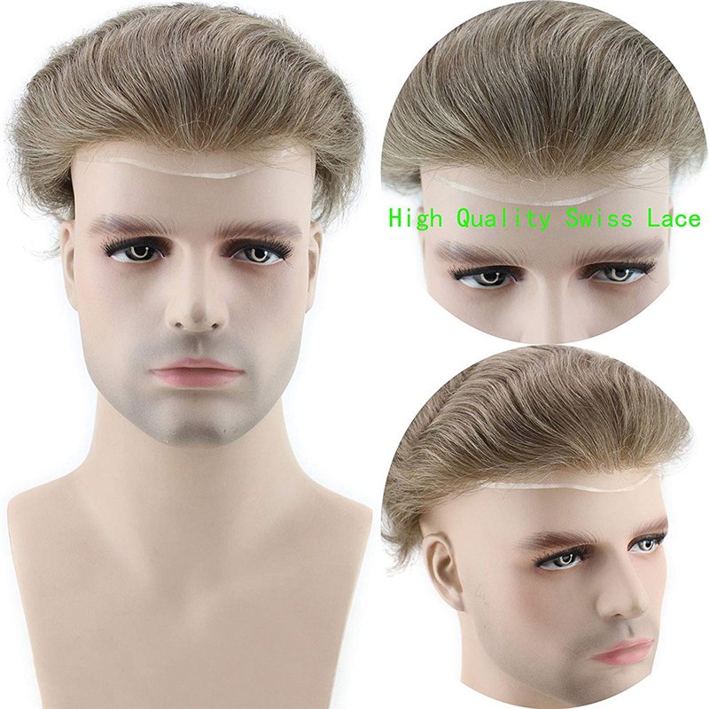 Men's Toupee Indian Virgin Hair 100% Human Hair Replacement System For Thinning Hair On Top,#7 Color 8X10