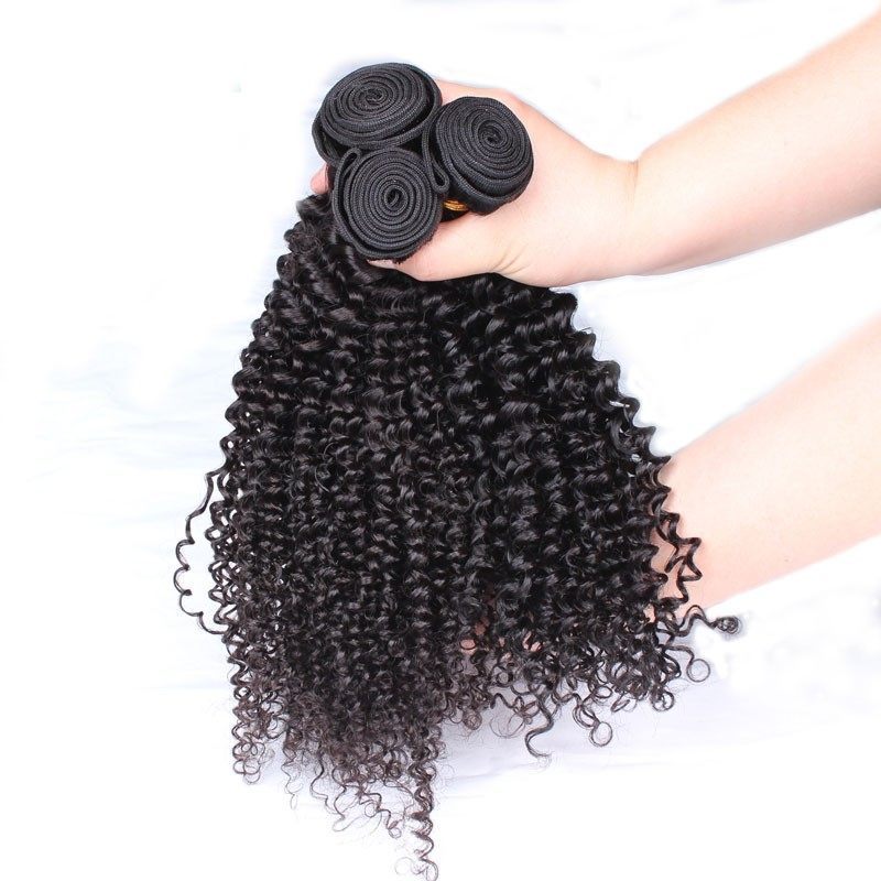 Natural Color Kinky Curly Hair Weaves Brazilian Remy Human Hair Weaves 3 Bundles