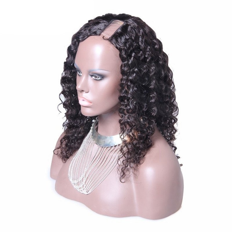 Deep Wave Brazilian Virgin Human Hair U Part Wigs Wowafrican