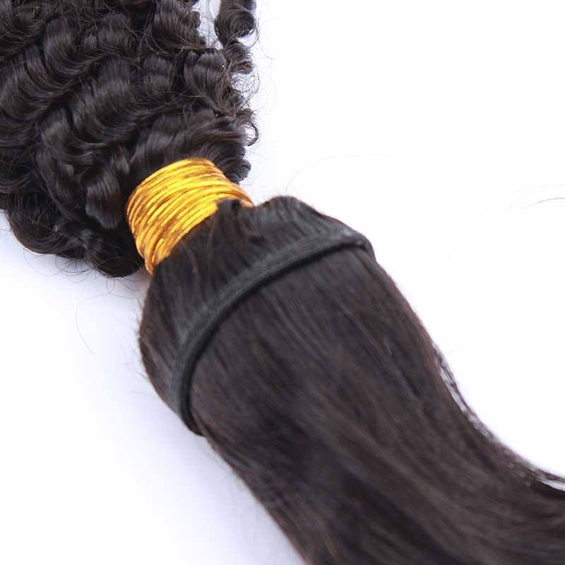 Kinky Curly Braid In Bundles Human Hair Natural Color Hair Weaves 3 Pieces